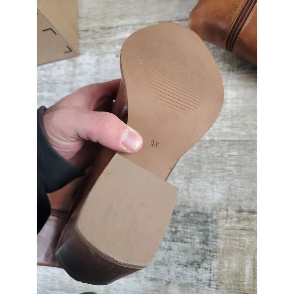 Diba True Do Knee High Boots Womens Sz 9.5 Brown Leather Tall Bootie